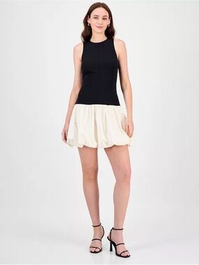 RACHEL Rachel Roy Black and Ivory Colorblock Dress